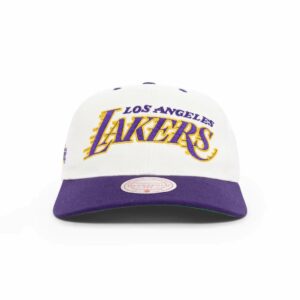 Mitchell & Ness Los Angeles Lakers Team Script Golfer NBA Snapback Hat White 698400