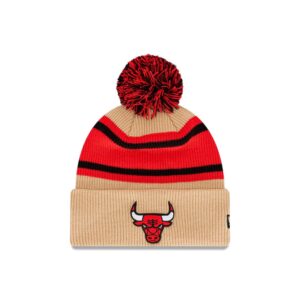 New Era Chicago Bulls Strip Pom Knit NBA Beanie Black-Red-Brown 697900