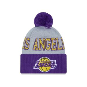 New Era Los Angeles Lakers 2024 Tip Off Pom Knit NBA Beanie Grey 698528