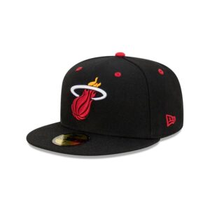 New Era Miami Heat Rear Script 59FIFTY NBA Fitted Hat Black 698721