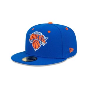 New Era New York Knicks Rear Script 59FIFTY NBA Fitted Hat Blue 699043