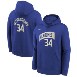 Nike Giannis Antetokounmpo Milwaukee Bucks 2024 City Edition NBA Youth Hoodie Blue 699705