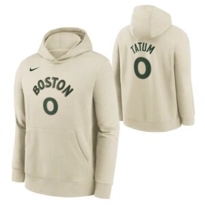 Nike Jayson Tatum Boston Celtics 2024 City Edition NBA Youth Hoodie Cream 699713