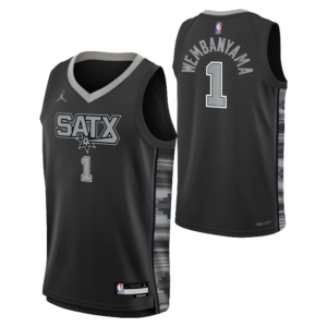 Basketball Jersey 2023-24 San Antonio Spurs Victor Wembanyama #1 Youth Swingman Statement Edition Black Jersey Grey 702228