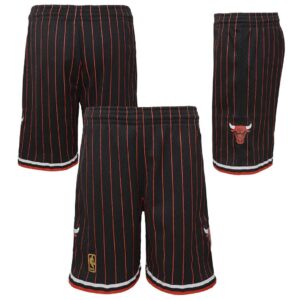 Chicago Bulls 1996-97 Pinstripe Throwback Swingman Youth NBA Shorts Black with red stripes 707505