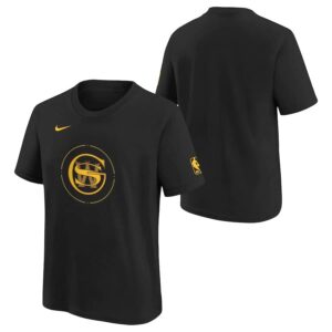 Nike Golden State Warriors 2024 City Edition Essential Logo Youth NBA T-Shirt Black 707465