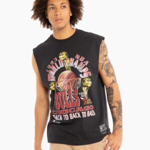 Mitchell & Ness Chicago Bulls 1993 World Champs Back To Back To Back Vintage NBA Muscle Tank Black 703686