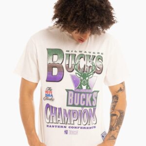 Mitchell & Ness Milwaukee Bucks Metallic Vintage T-Shirt Cream 704785