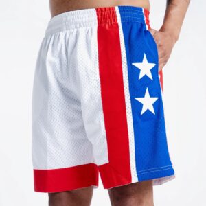 Mitchell & Ness New Jersey Nets 1973-74 Hardwood Classics Throwback Swingman NBA White Shorts Red/Blue/White 710366