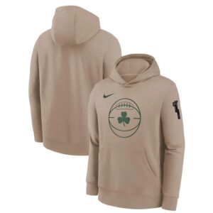 Nike Boston Celtics 2024 City Edition Courtside Youth NBA Dri-Fit Hoodie Beige 703928