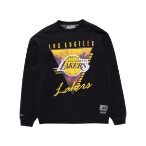 Mitchell & Ness Los Angeles Lakers Tri-Logo NBA Crewneck T-Shirt Pink 717344