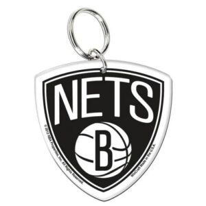 Wincraft Brooklyn Nets Premium Acrylic Team Logo NBA Keyring Black and white 717156