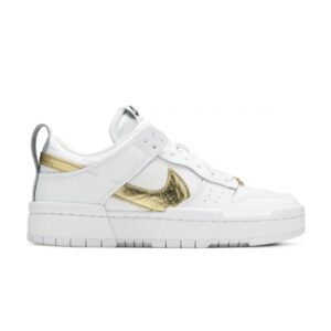 Wmns Nike Dunk Low Disrupt White Metallic Gold White/White/Metallic Gold DD9676 100