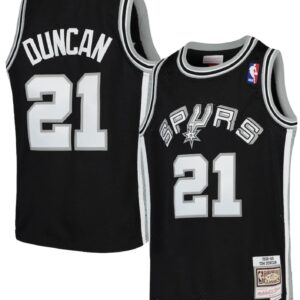 Basketball Jersey 1998-99 San Antonio Spurs Tim Duncan #21 Youth Hardwood Classics Throwback NBA Swingman Black Jersey Black 719652