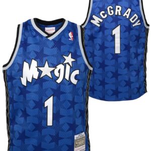 Basketball Jersey 2000-2001 Orlando Magic Tracy McGrady #1 Youth Hardwood Classics Throwback NBA Blue Pinstripe Jersey Blue 719644