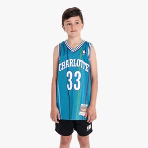 Basketball Jersey 1992-93 Charlotte Hornets Alonzo Mourning #33 HWC Youth NBA Swingman Teal Jersey White 726762