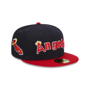 New Era California Angels 59FIFTY Retro Script MLB Fitted Hat Red-blue 721344