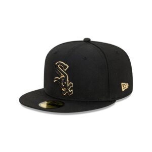 New Era Chicago White Sox 59FIFTY Metallic Accent MLB Fitted Hat Black and gold 722066