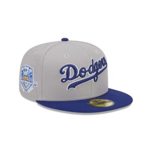 New Era Los Angeles Dodgers 59FIFTY Retro Script MLB Fitted Hat Gray-blue 722051