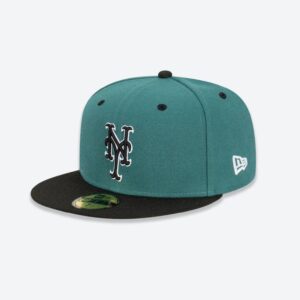 New Era New York Mets Pine Black 59FIFTY MLB Fitted Hat Turquoise 720477