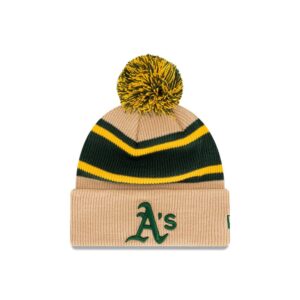 New Era Oakland Athletics Strip Pom Knit MLB Beanie Black beige 722610