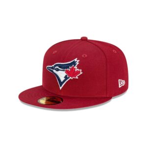 New Era Toronto Blue Jays Bordeaux 59FIFTY MLB Fitted Red Hat Baseball Cap Grey 721284