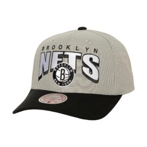 Mitchell & Ness Boom Text Pro Snapback Brooklyn Nets Hat Grey/Black 737123