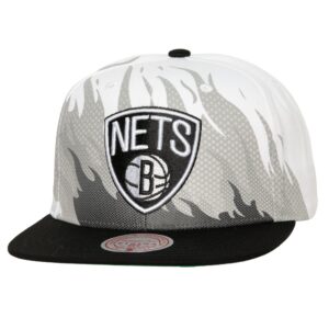 Mitchell & Ness Hot Fire Snapback Brooklyn Nets Hat White 737163