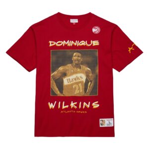 Mitchell & Ness Heavyweight Premium Player Tee Vintage Logo Atlanta Hawks Dominique Wilkins T-Shirt Red 729672