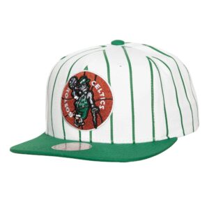 Mitchell & Ness Retro Pinstripe Snapback HWC Boston Celtics Hat White 730901