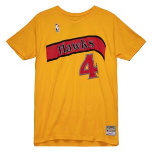 Mitchell & Ness Traditional Name & Number Atlanta Hawks 1986-87 Spud Webb T-Shirt Yellow 730133