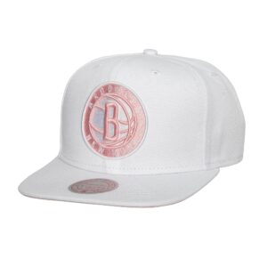 Mitchell & Ness Summer Suede Snapback Brooklyn Nets Hat White 737229