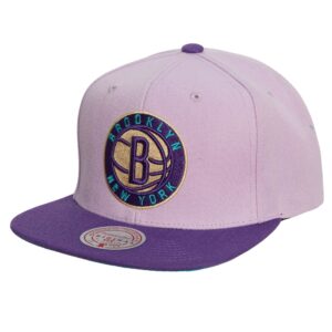 Mitchell & Ness Violet Views Snapback Brooklyn Nets Hat Grey 737237