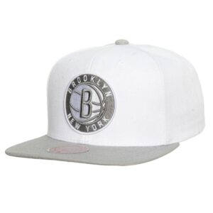 Mitchell & Ness Cool Gray 7 Snapback Brooklyn Nets Hat White 737540