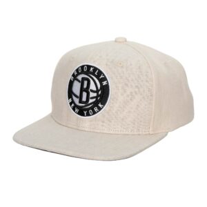 Mitchell & Ness Cut Away Snapback Brooklyn Nets Hat Beige 737686