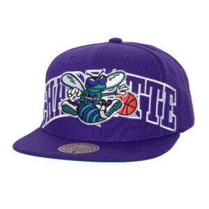 Mitchell & Ness Full Frontal Snapback HWC Charlotte Hornets Hat Violet 738112