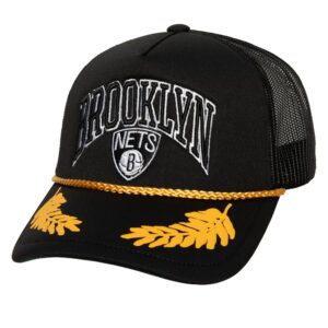 Mitchell & Ness Gold Leaf Trucker Brooklyn Nets Hat Black 738014