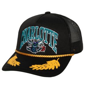 Mitchell & Ness Gold Leaf Trucker HWC Charlotte Hornets Hat Black 738018