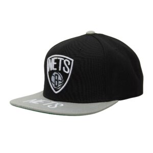 Mitchell & Ness Logo Bill Snapback Brooklyn Nets Hat Black 737414