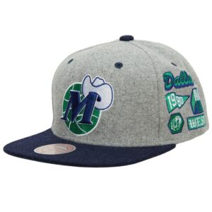 Mitchell & Ness Melton Patch Snapback HWC Dallas Mavericks Hat Grey 741664