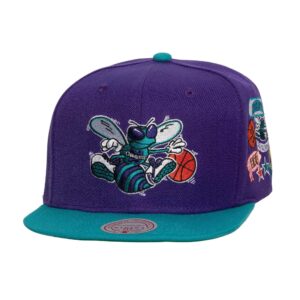 Mitchell & Ness Patch Overload Snapback HWC Charlotte Hornets Hat Violet 739978