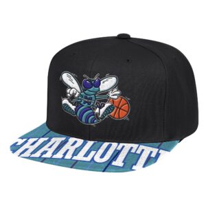 Mitchell & Ness Swingman Pop Snapback HWC Charlotte Hornets Hat Black Black 739815