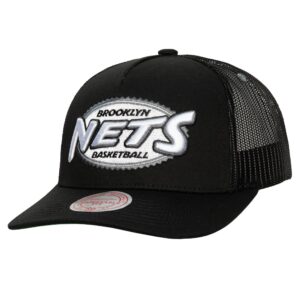 Mitchell & Ness Team Seal Trucker Snapback Brooklyn Nets Hat Black 738030