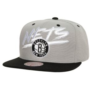 Mitchell & Ness Transcript Snapback Brooklyn Nets Hat Grey 737425