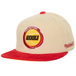 Mitchell & Ness 2 Tone Team Cord Fitted HWC Houston Rockets Hat Beige 748225