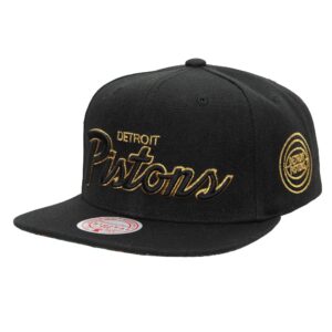 Mitchell & Ness BHM Script Snapback HWC Detroit Pistons Hat Blue 743680