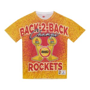 Mitchell & Ness Champ City Sublimated SS Houston Rockets T-Shirt Yellow/Red 749533