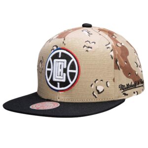 Mitchell & Ness Choco Camo Snapback Los Angeles Clippers Hat Pink 748609