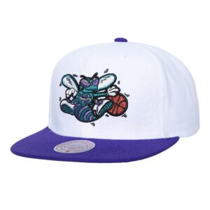 Mitchell & Ness Logo Shine Snapback HWC Charlotte Hornets Hat White 746291