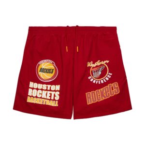 Mitchell & Ness Multi Hit Nylon Vintage Logo Houston Rockets Shorts Red 748250